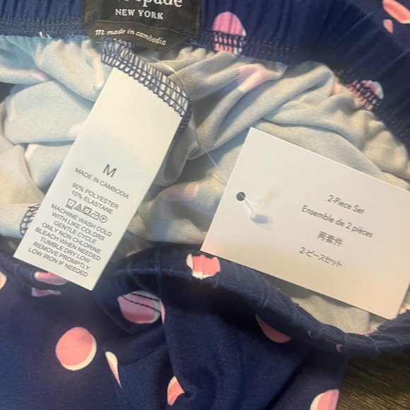 Kate Spade Blue with Pink Polka Dots Pajama Set Sz M NWT - Picture 5 of 5